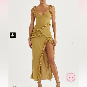 House of CB Olive Ruffle Maxi Dress